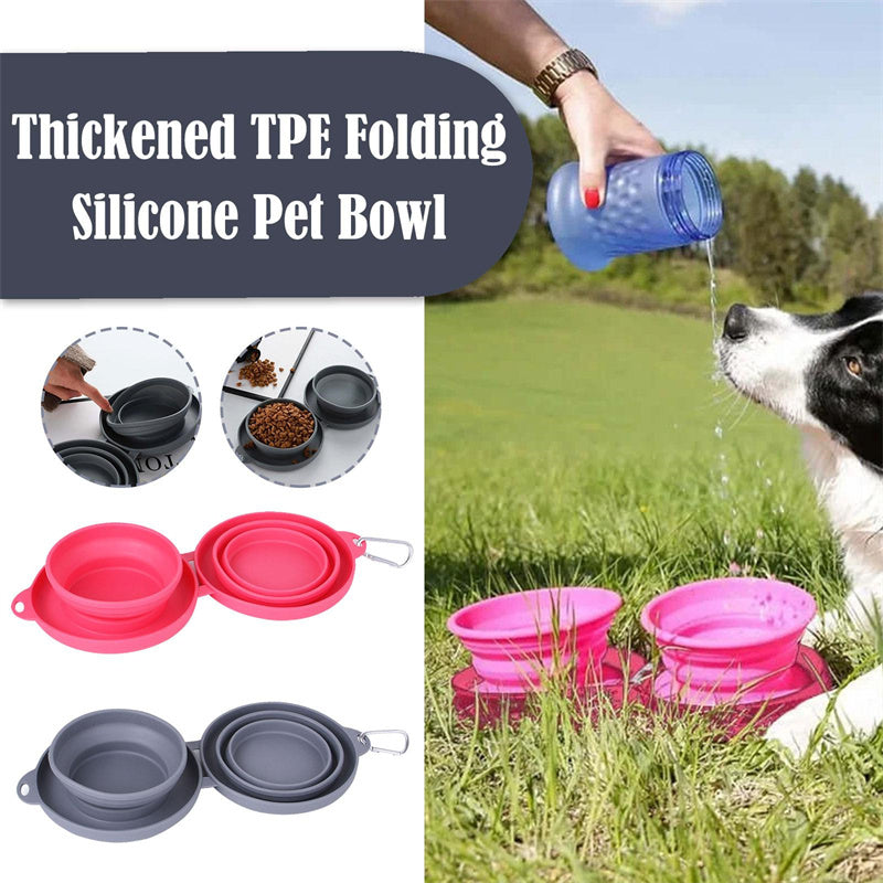Foldable Double Pet Feeding Bowl – Portable & Convenient