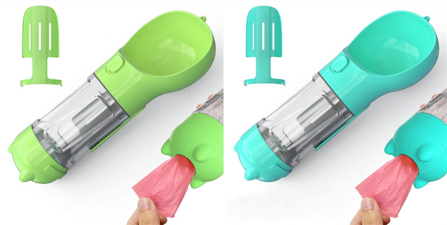 3-in-1 Portable Pet Water Bottle | Feeder, Bowl & Waste Bag Holder – Pouch Treats