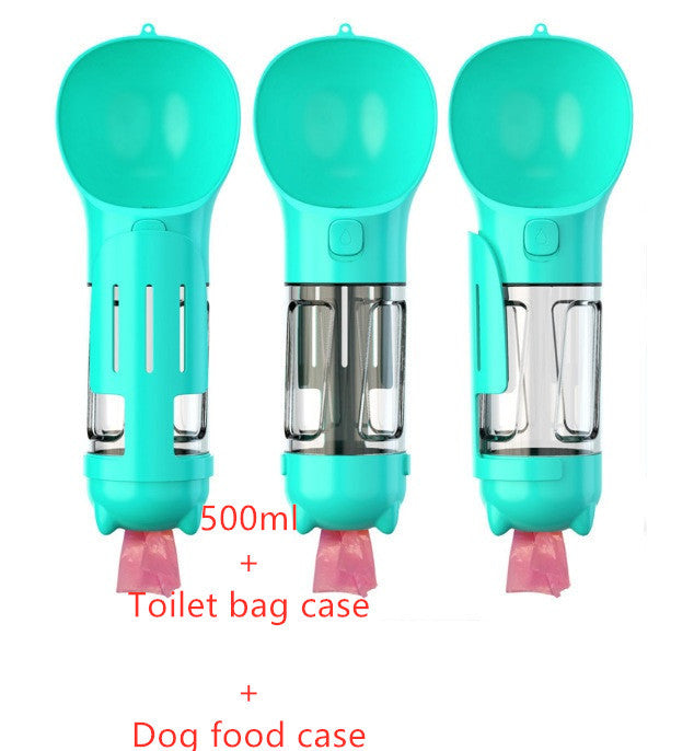 3-in-1 Portable Pet Water Bottle | Feeder, Bowl & Waste Bag Holder – Pouch Treats