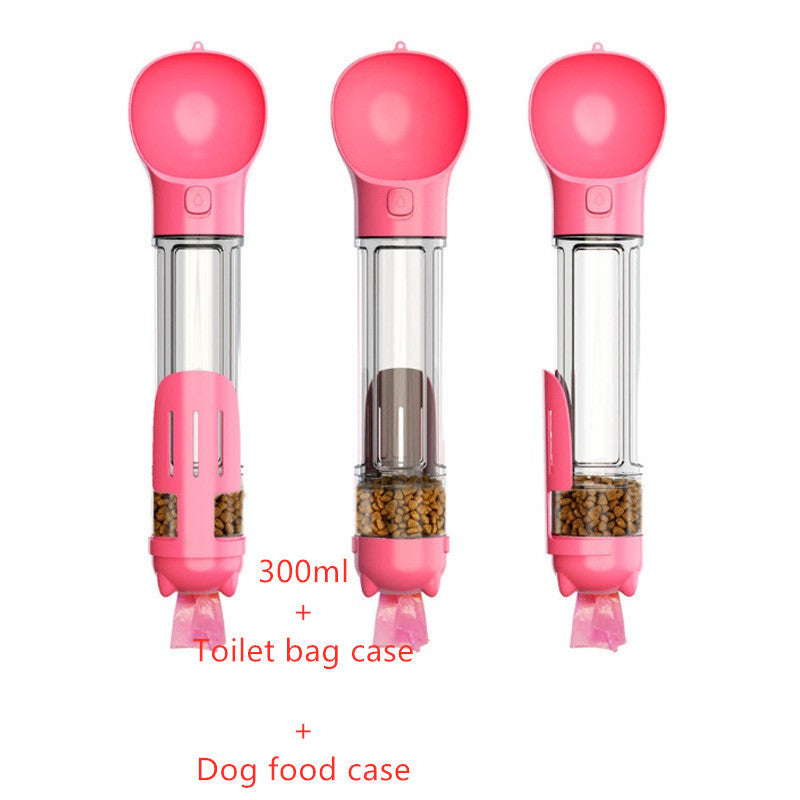 3-in-1 Portable Pet Water Bottle | Feeder, Bowl & Waste Bag Holder – Pouch Treats