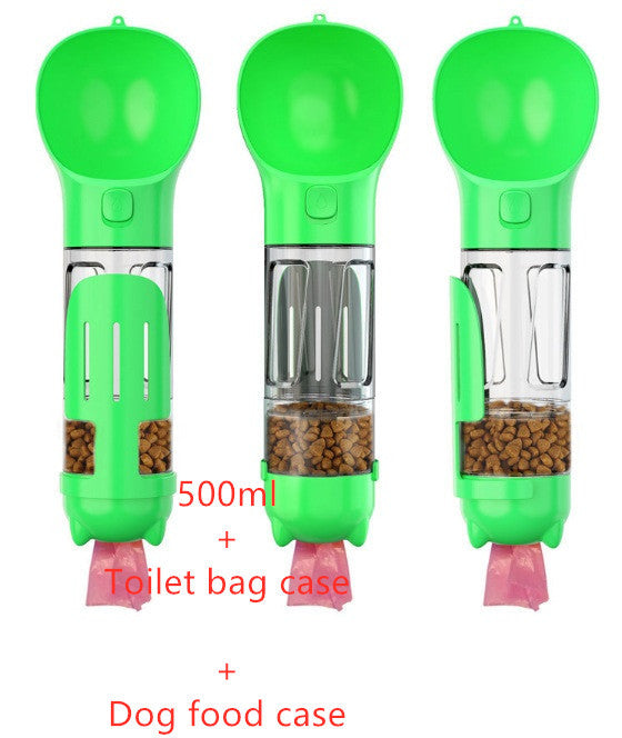 3-in-1 Portable Pet Water Bottle | Feeder, Bowl & Waste Bag Holder – Pouch Treats