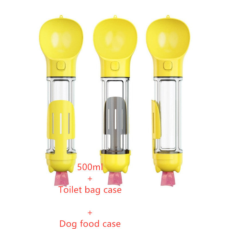 3-in-1 Portable Pet Water Bottle | Feeder, Bowl & Waste Bag Holder – Pouch Treats