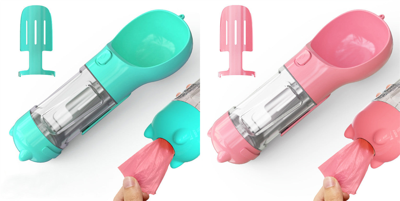 3-in-1 Portable Pet Water Bottle | Feeder, Bowl & Waste Bag Holder – Pouch Treats