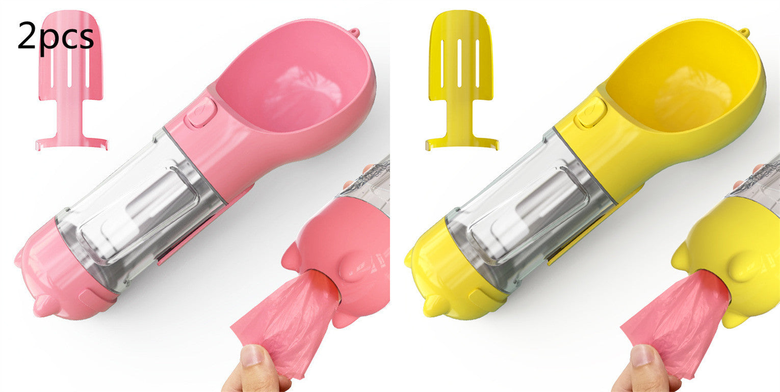 3-in-1 Portable Pet Water Bottle | Feeder, Bowl & Waste Bag Holder – Pouch Treats