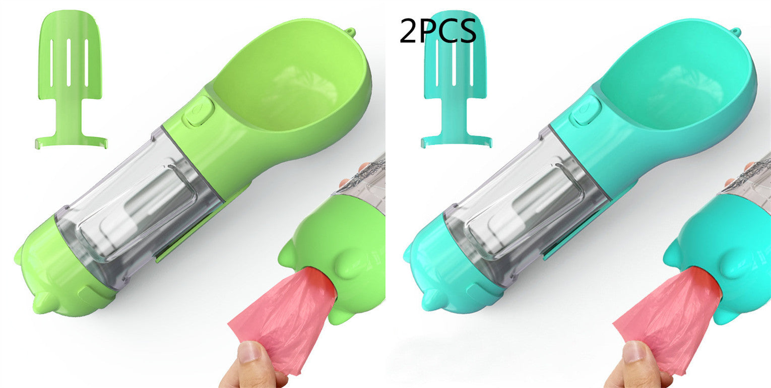 3-in-1 Portable Pet Water Bottle | Feeder, Bowl & Waste Bag Holder – Pouch Treats