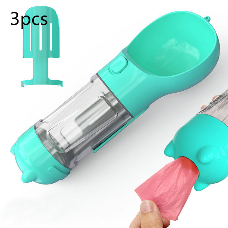 3-in-1 Portable Pet Water Bottle | Feeder, Bowl & Waste Bag Holder – Pouch Treats
