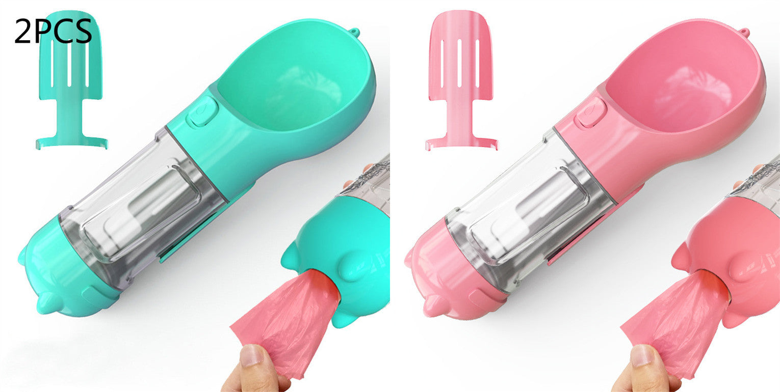 3-in-1 Portable Pet Water Bottle | Feeder, Bowl & Waste Bag Holder – Pouch Treats