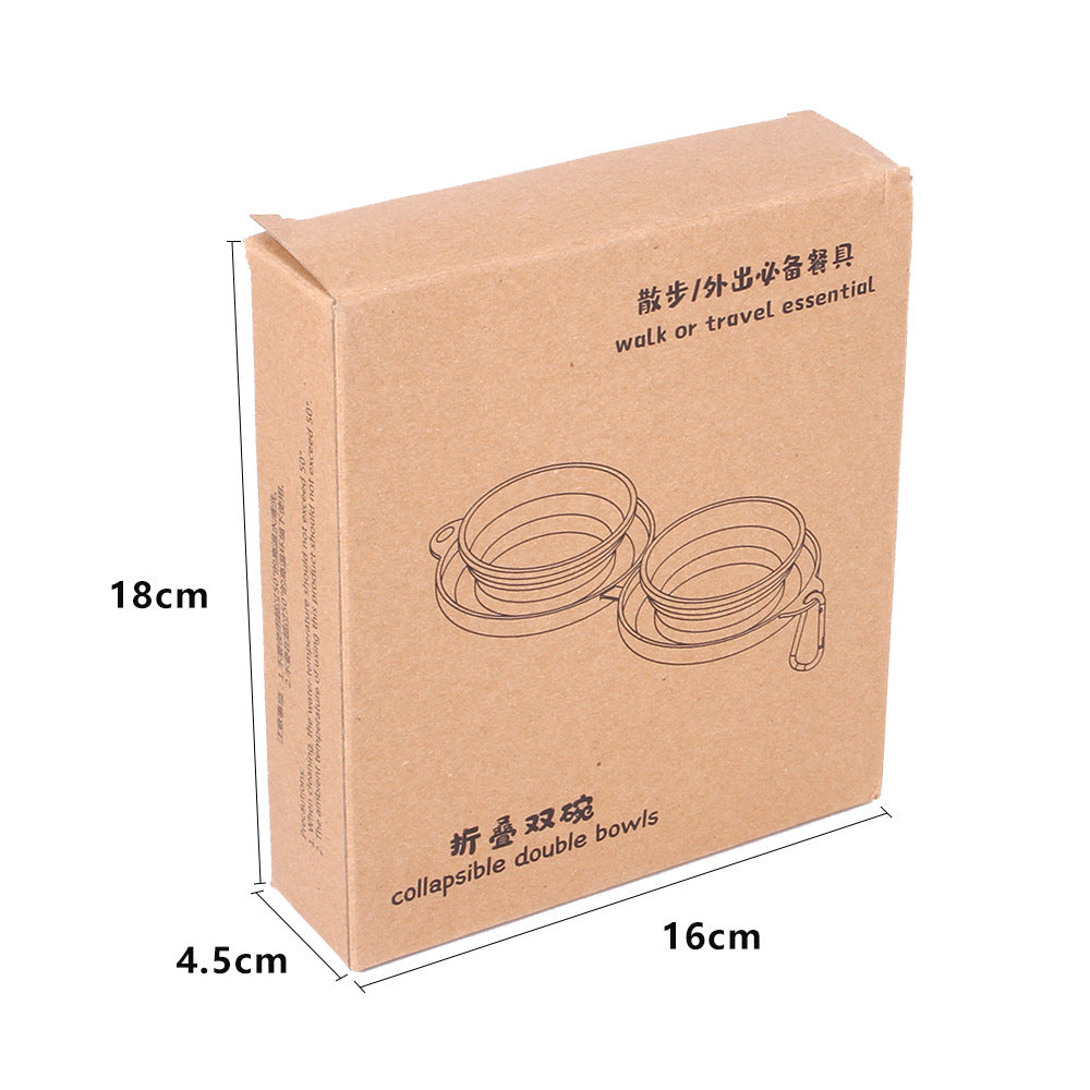 Foldable Double Pet Feeding Bowl – Portable & Convenient