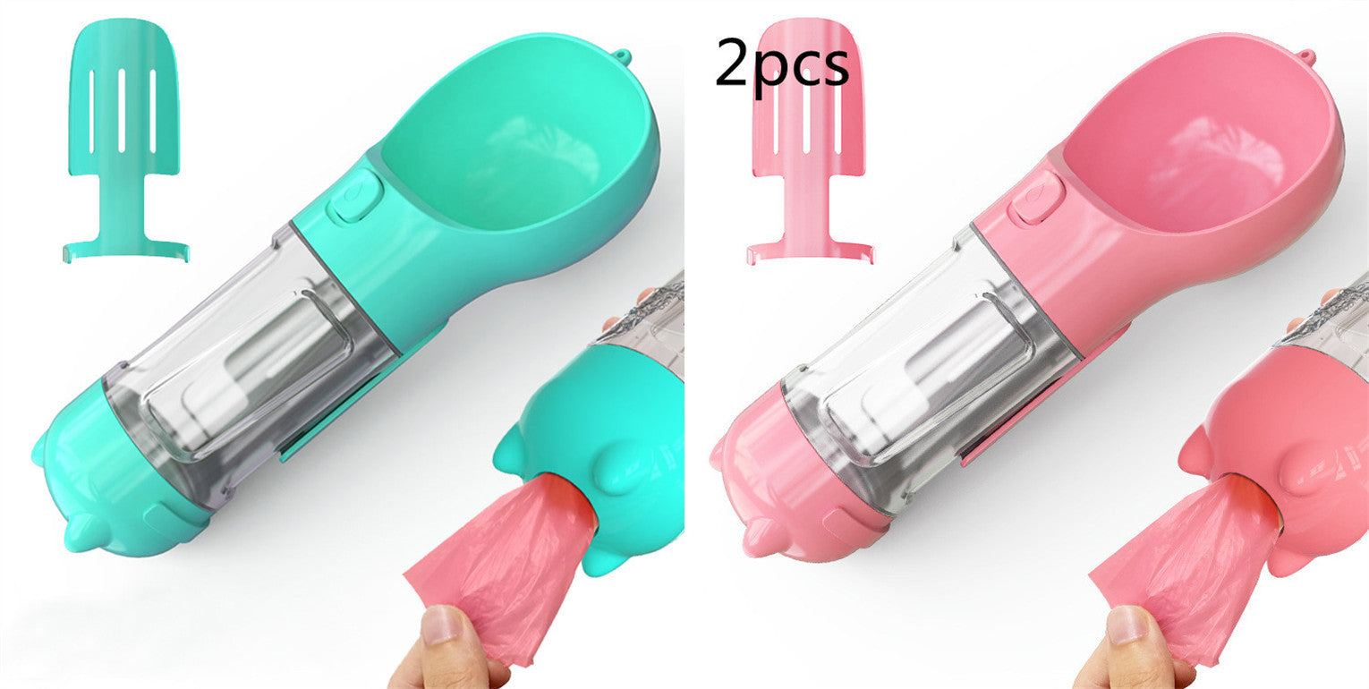 3-in-1 Portable Pet Water Bottle | Feeder, Bowl & Waste Bag Holder – Pouch Treats