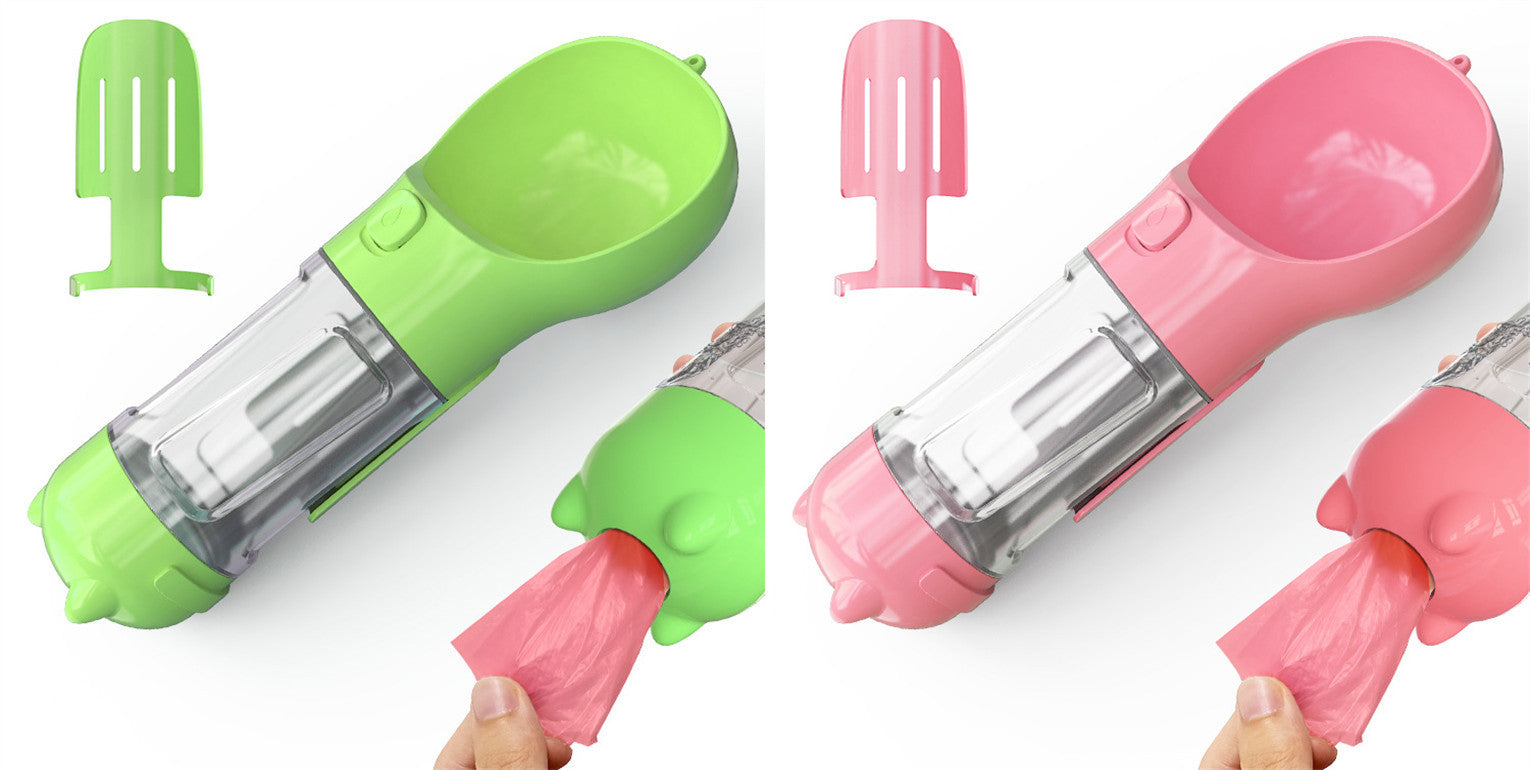 3-in-1 Portable Pet Water Bottle | Feeder, Bowl & Waste Bag Holder – Pouch Treats