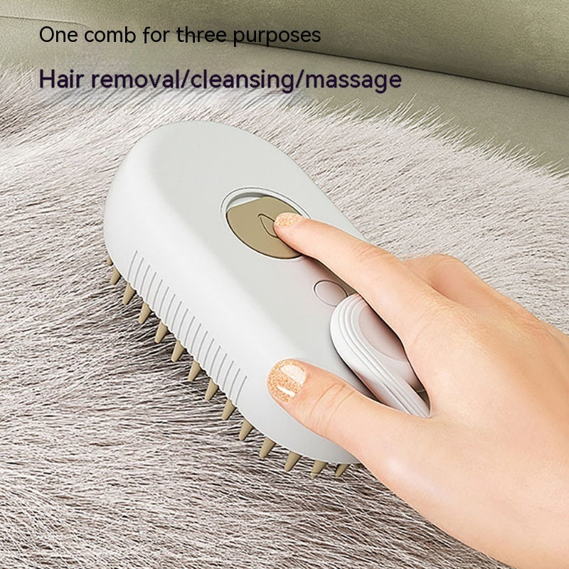 Pet Steam Brush – Electric 3-in-1 Grooming Tool for Hair Removal and Massage