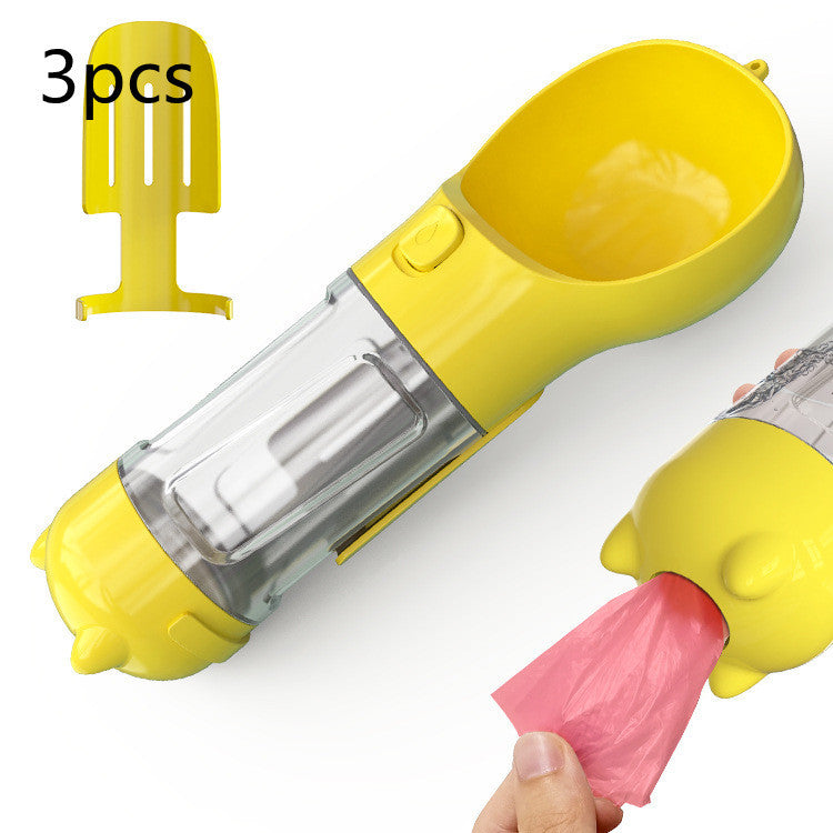3-in-1 Portable Pet Water Bottle | Feeder, Bowl & Waste Bag Holder – Pouch Treats