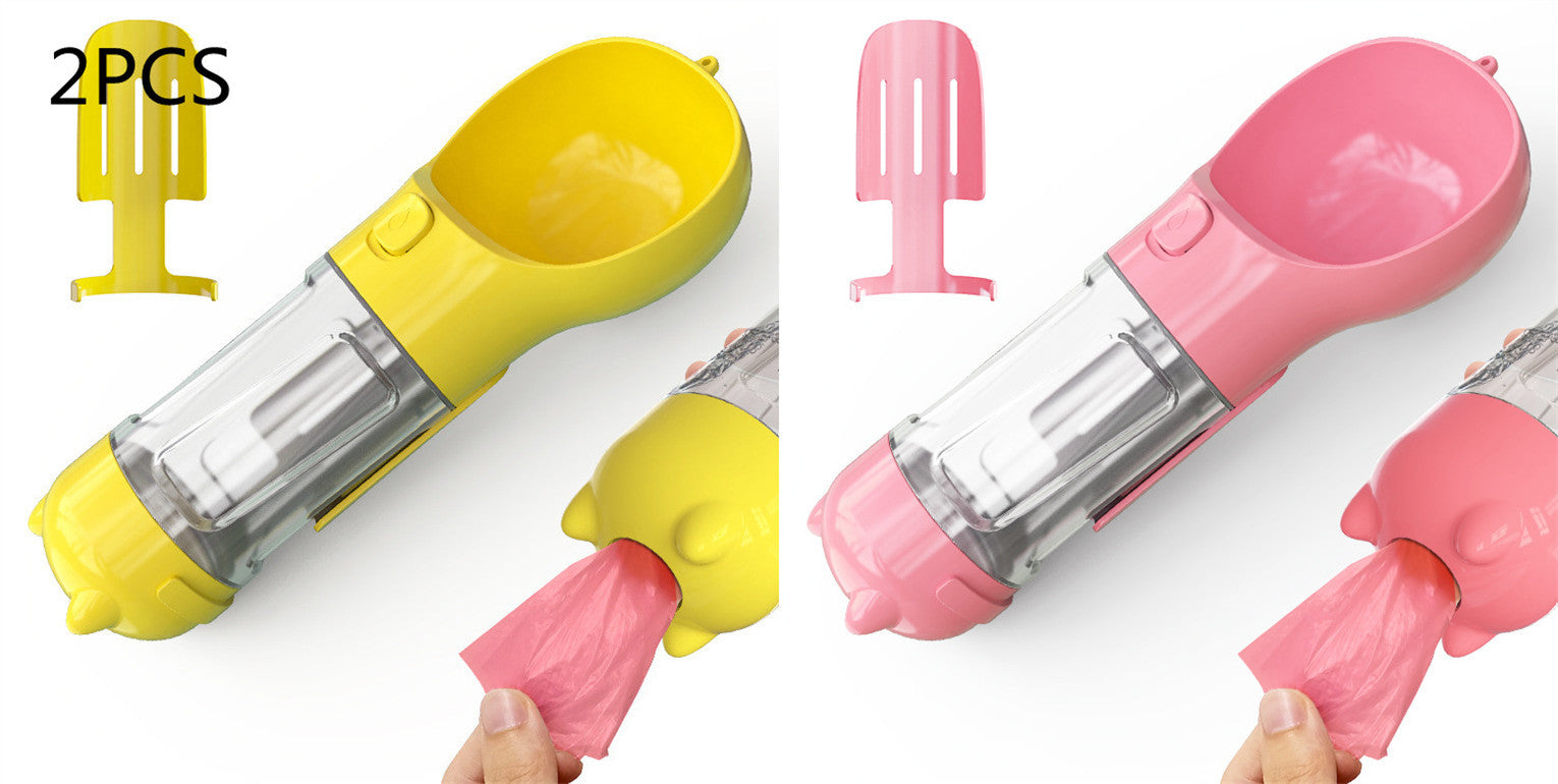 3-in-1 Portable Pet Water Bottle | Feeder, Bowl & Waste Bag Holder – Pouch Treats