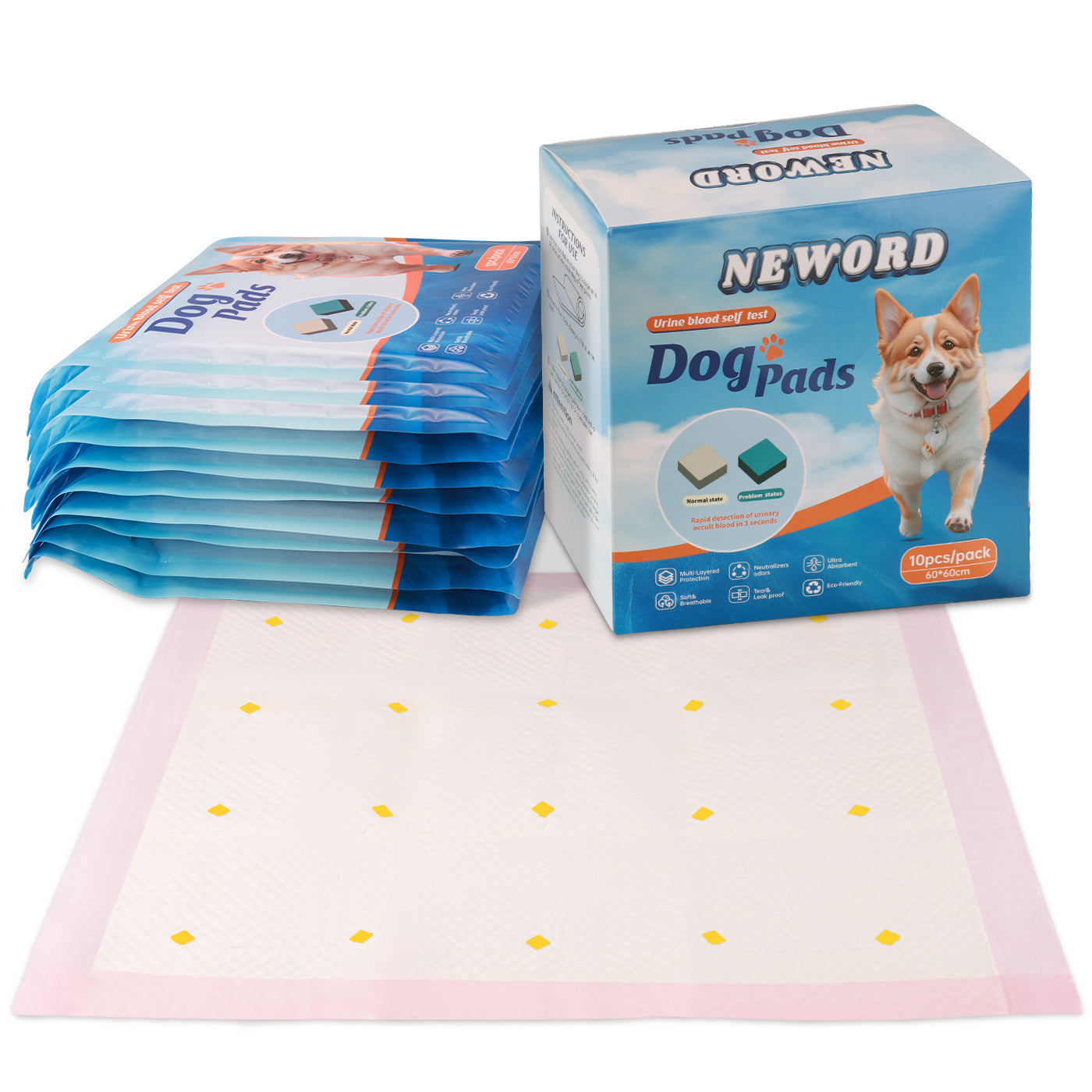 Leak-Proof Dog Detection Urine Pads – Fast Absorbent Puppy Training Pads (10-Pack Box)