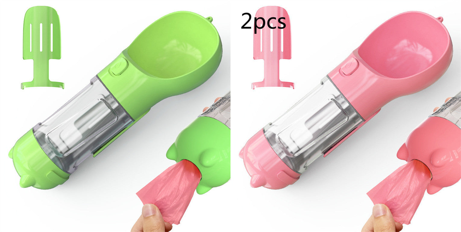 3-in-1 Portable Pet Water Bottle | Feeder, Bowl & Waste Bag Holder – Pouch Treats