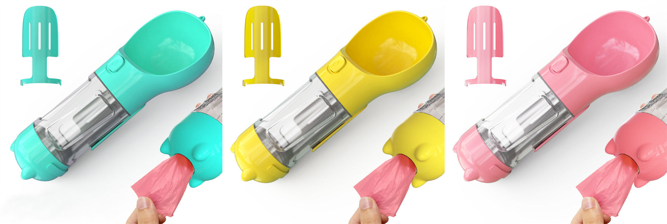 3-in-1 Portable Pet Water Bottle | Feeder, Bowl & Waste Bag Holder – Pouch Treats