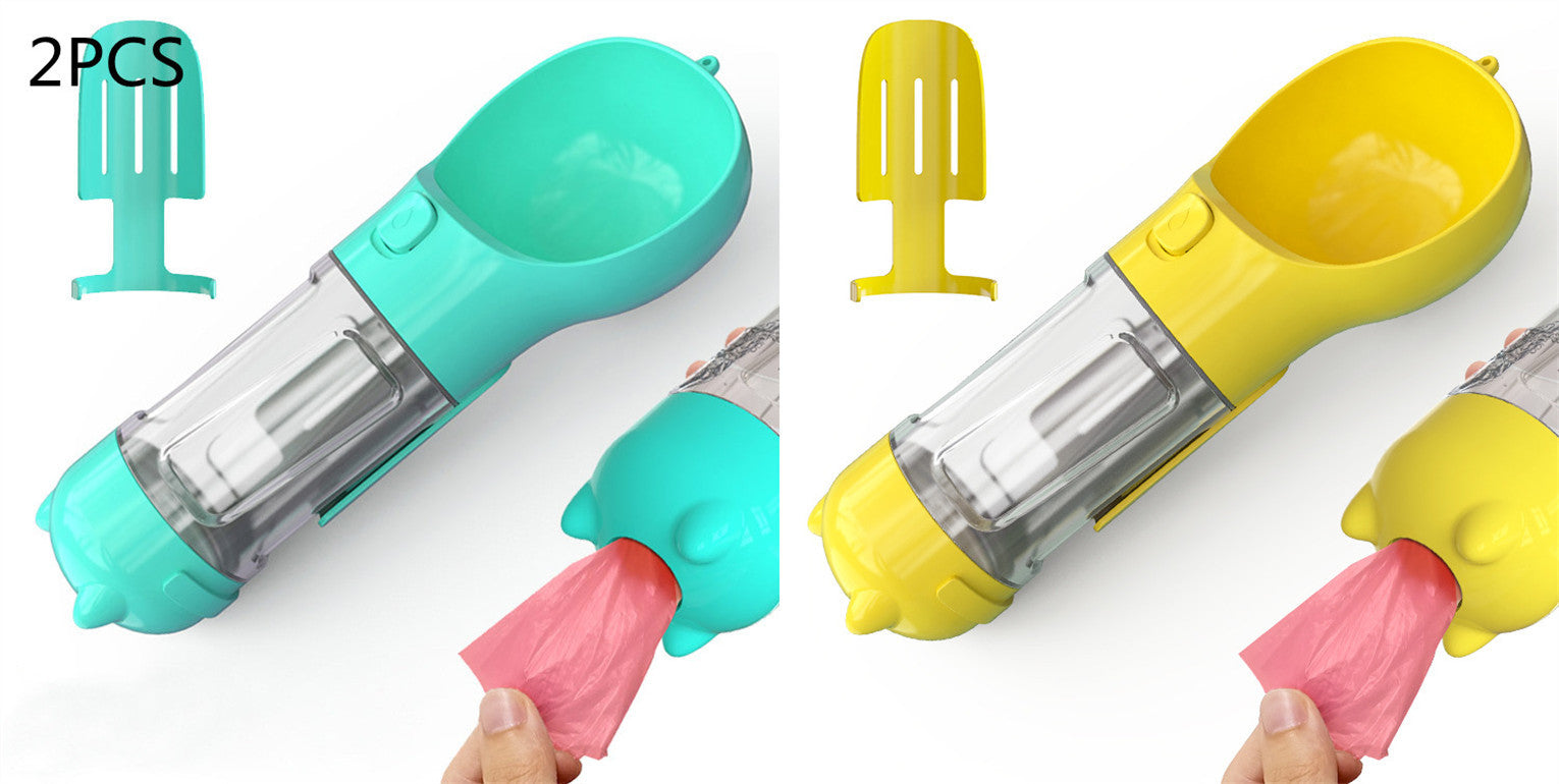 3-in-1 Portable Pet Water Bottle | Feeder, Bowl & Waste Bag Holder – Pouch Treats